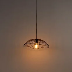 QAZQA Pendelleuchten|Wohnzimmerlampen*Design Hängelampe Schwarz Draht 50cm - Pua