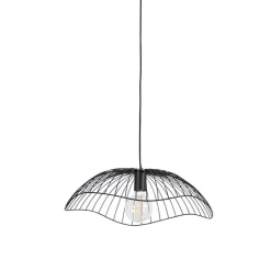 QAZQA Pendelleuchten|Wohnzimmerlampen*Design Hängelampe Schwarz Draht 50cm - Pua