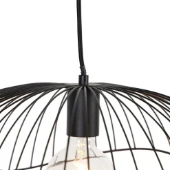 QAZQA Pendelleuchten|Wohnzimmerlampen*Design Hängelampe Schwarz Draht 50cm - Pua