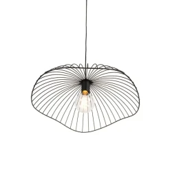 QAZQA Pendelleuchten|Wohnzimmerlampen*Design Hängelampe Schwarz Draht 50cm - Pua