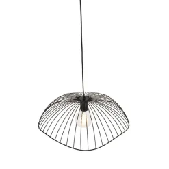 QAZQA Pendelleuchten|Wohnzimmerlampen*Design Hängelampe Schwarz Draht 50cm - Pua