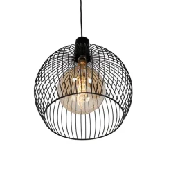 QAZQA Pendelleuchten|Wohnzimmerlampen*Design Hängelampe schwarz 40 cm - Wire Dos