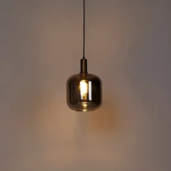 QAZQA Schlafzimmerlampen|Küchenlampen*Design Hängelampe schwarz mit Gold mit Rauchglas - Zuzanna