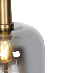 QAZQA Schlafzimmerlampen|Küchenlampen*Design Hängelampe schwarz mit Gold mit Rauchglas - Zuzanna