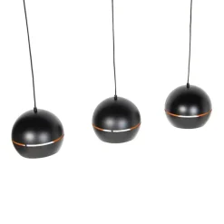 QAZQA Schlafzimmerlampen|Esszimmerlampen*Design Hängelampe schwarz mit goldenem Interieur 3 Leuchten - Buell