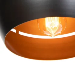 QAZQA Schlafzimmerlampen|Esszimmerlampen*Design Hängelampe schwarz mit goldenem Interieur 3 Leuchten - Buell