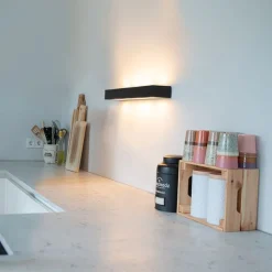 QAZQA Schlafzimmerlampen|Esszimmerlampen*Design längliche Wandleuchte schwarz 60 cm - Houx