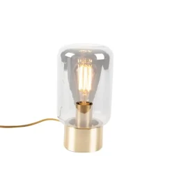 QAZQA Tischlampen|Wohnzimmerlampen*Design Messing mit Rauchglas Tischlampe - Bliss Cute