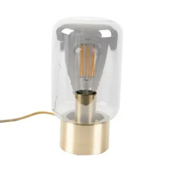 QAZQA Tischlampen|Wohnzimmerlampen*Design Messing mit Rauchglas Tischlampe - Bliss Cute