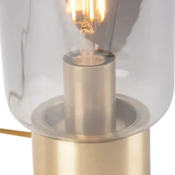 QAZQA Tischlampen|Wohnzimmerlampen*Design Messing mit Rauchglas Tischlampe - Bliss Cute