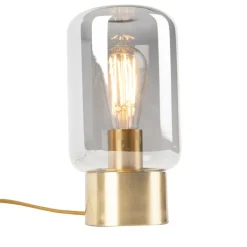QAZQA Tischlampen|Wohnzimmerlampen*Design Messing mit Rauchglas Tischlampe - Bliss Cute