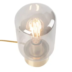 QAZQA Tischlampen|Wohnzimmerlampen*Design Messing mit Rauchglas Tischlampe - Bliss Cute