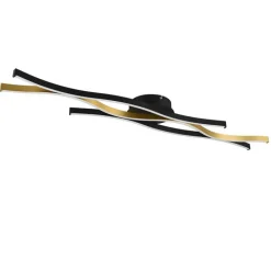 Trio Leuchten Led-Deckenleuchten|Deckenleuchten*Design plafondlamp zwart met goud incl. LED dimbaar - Blaze