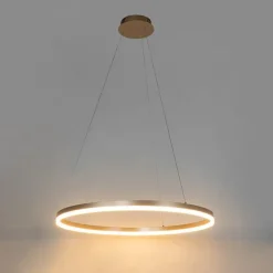 QAZQA Schlafzimmerlampen|Küchenlampen*Design Ring Pendelleuchte Gold 80 cm inkl. LED und Dimmer - Anello
