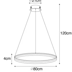 QAZQA Schlafzimmerlampen|Küchenlampen*Design Ring Pendelleuchte Gold 80 cm inkl. LED und Dimmer - Anello
