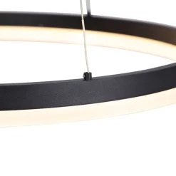 QAZQA Schlafzimmerlampen|Küchenlampen*Design Ring-Pendelleuchte Schwarz 60cm inkl. LED und Dimmer - Anello