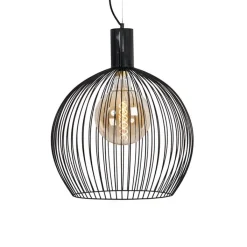 QAZQA Schlafzimmerlampen|Küchenlampen*Design runde Hängelampe schwarz 50 cm - Wire Dos