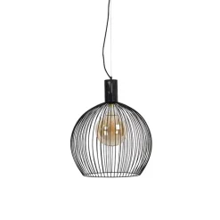 QAZQA Schlafzimmerlampen|Küchenlampen*Design runde Hängelampe schwarz 50 cm - Wire Dos