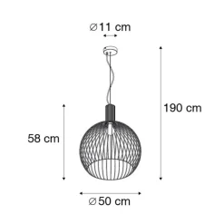 QAZQA Schlafzimmerlampen|Küchenlampen*Design runde Hängelampe schwarz 50 cm - Wire Dos