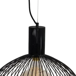 QAZQA Schlafzimmerlampen|Küchenlampen*Design runde Hängelampe schwarz 50 cm - Wire Dos