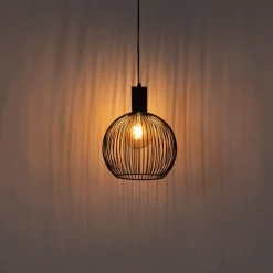 QAZQA Pendelleuchten|Wohnzimmerlampen*Design runde Hängelampe schwarz 30 cm - Wire Dos