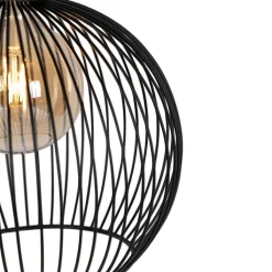 QAZQA Pendelleuchten|Wohnzimmerlampen*Design runde Hängelampe schwarz 30 cm - Wire Dos