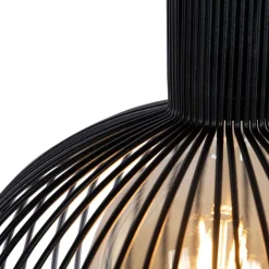 QAZQA Pendelleuchten|Wohnzimmerlampen*Design runde Hängelampe schwarz 30 cm - Wire Dos