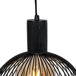 QAZQA Pendelleuchten|Wohnzimmerlampen*Design runde Hängelampe schwarz 30 cm - Wire Dos