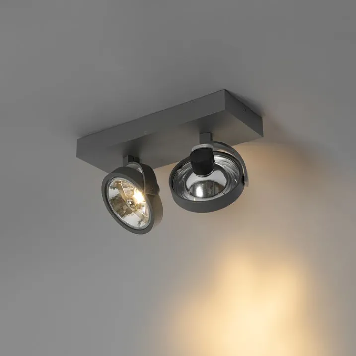 QAZQA Deckenstrahler|Aufbaustrahler*Design spot grau verstellbar 2-flammig - Go