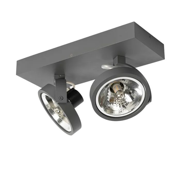 QAZQA Deckenstrahler|Aufbaustrahler*Design spot grau verstellbar 2-flammig - Go