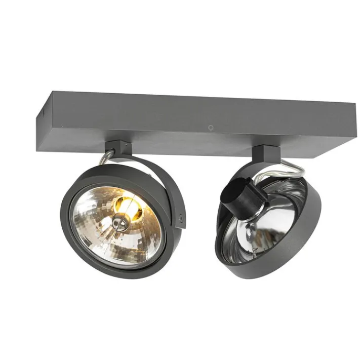 QAZQA Deckenstrahler|Aufbaustrahler*Design spot grau verstellbar 2-flammig - Go