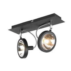 QAZQA Deckenstrahler|Aufbaustrahler*Design Spot schwarz 2-flammig verstellbar - Nox