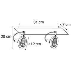 QAZQA Deckenstrahler|Aufbaustrahler*Design Spot schwarz 2-flammig verstellbar - Nox