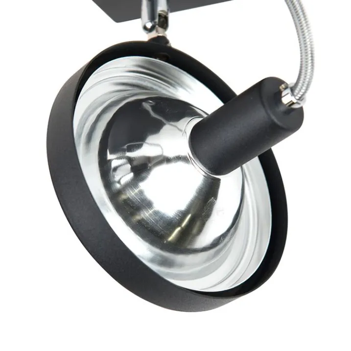 QAZQA Deckenstrahler|Aufbaustrahler*Design Spot schwarz 2-flammig verstellbar - Nox