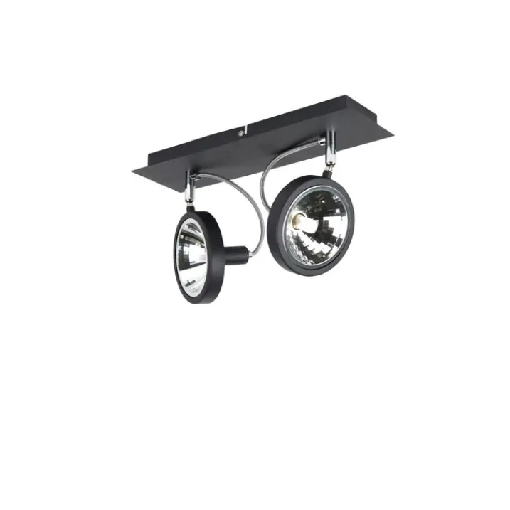 QAZQA Deckenstrahler|Aufbaustrahler*Design Spot schwarz 2-flammig verstellbar - Nox