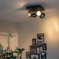 QAZQA Deckenstrahler|Aufbaustrahler*Design Spot schwarz 4-flammig verstellbar - Nox