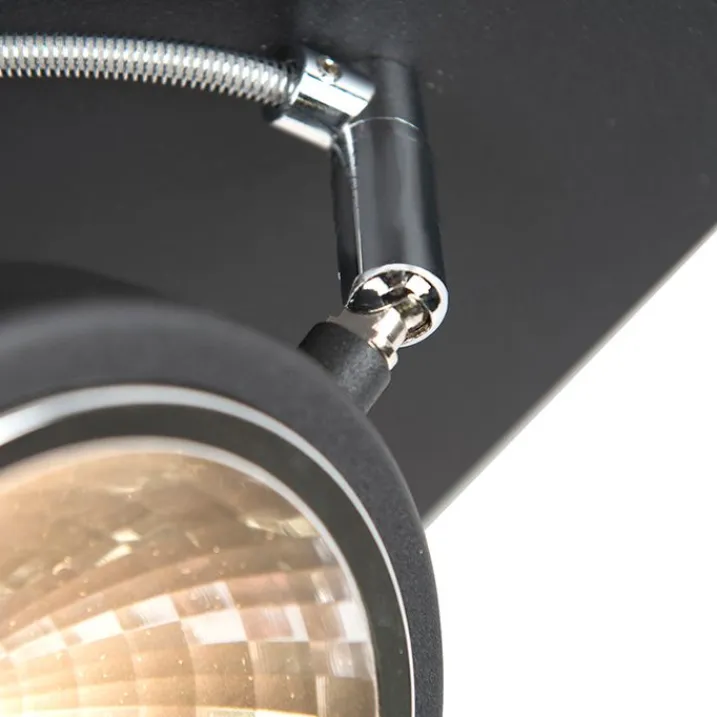 QAZQA Deckenstrahler|Aufbaustrahler*Design Spot schwarz 4-flammig verstellbar - Nox