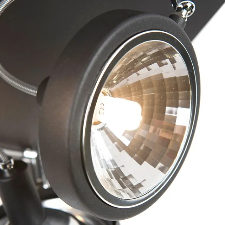 QAZQA Deckenstrahler|Aufbaustrahler*Design Spot schwarz 4-flammig verstellbar - Nox