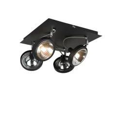 QAZQA Deckenstrahler|Aufbaustrahler*Design Spot schwarz 4-flammig verstellbar - Nox
