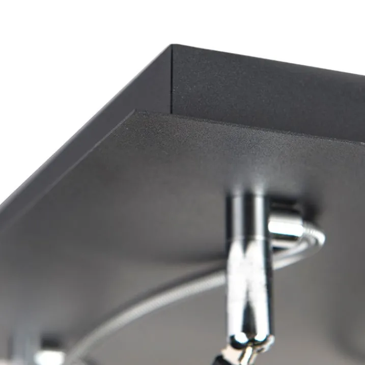 QAZQA Deckenstrahler|Aufbaustrahler*Design Spot schwarz 4-flammig verstellbar - Nox