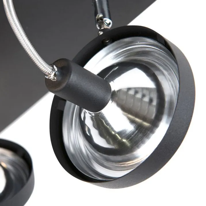 QAZQA Deckenstrahler|Aufbaustrahler*Design Spot schwarz 4-flammig verstellbar - Nox