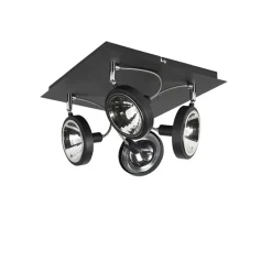 QAZQA Deckenstrahler|Aufbaustrahler*Design Spot schwarz 4-flammig verstellbar - Nox