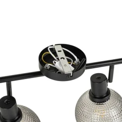 QAZQA Deckenstrahler|Aufbaustrahler*Design Spot schwarz mit Rauchglas 2-flammig - Chico