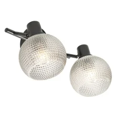 QAZQA Deckenstrahler|Aufbaustrahler*Design Spot schwarz mit Rauchglas 2-flammig - Chico