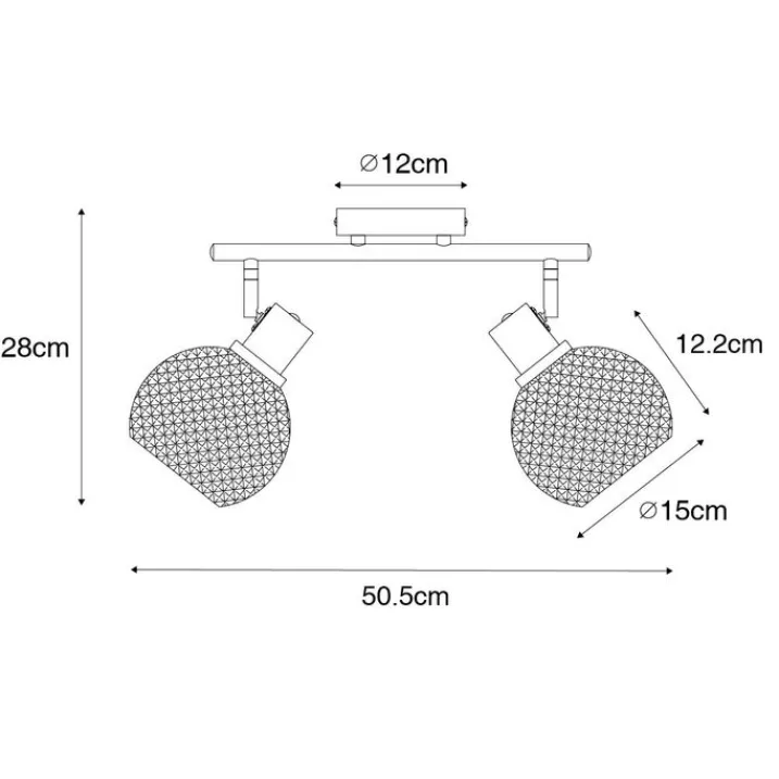 QAZQA Deckenstrahler|Aufbaustrahler*Design Spot schwarz mit Rauchglas 2-flammig - Chico