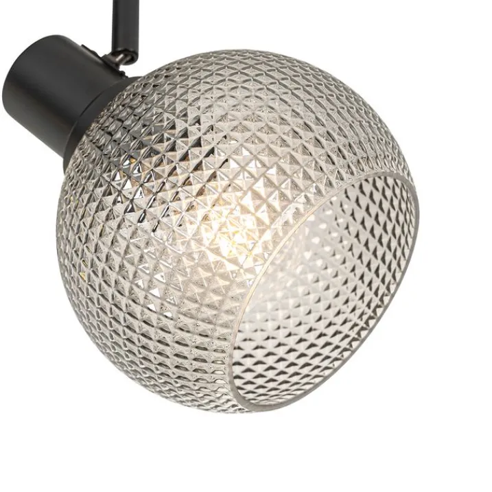 QAZQA Deckenstrahler|Aufbaustrahler*Design Spot schwarz mit Rauchglas 2-flammig - Chico