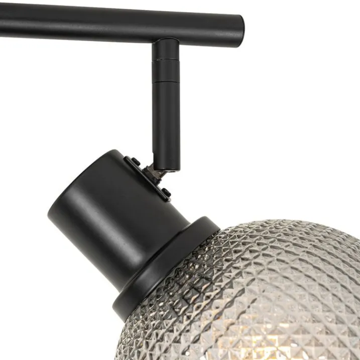 QAZQA Deckenstrahler|Aufbaustrahler*Design Spot schwarz mit Rauchglas 2-flammig - Chico