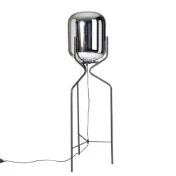 QAZQA Stehlampen|Esszimmerlampen*Design Stehlampe schwarz mit Rauchglas - Bliss