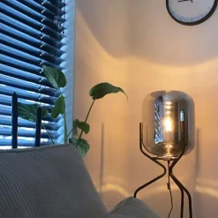 QAZQA Stehlampen|Esszimmerlampen*Design Stehlampe schwarz mit Rauchglas - Bliss