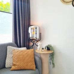 QAZQA Stehlampen|Esszimmerlampen*Design Stehlampe schwarz mit Rauchglas - Bliss